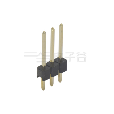 Pitch 2.54mm 180° 单排 DIP 单塑排针 PA:7.5 PC:3.0 L=13.0 03Pin 黑色 PA9T，94V-0 镀全金G/F